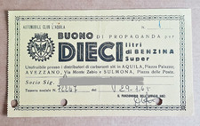 buono dieci litri di benzina automobile club l'aquila 1965
