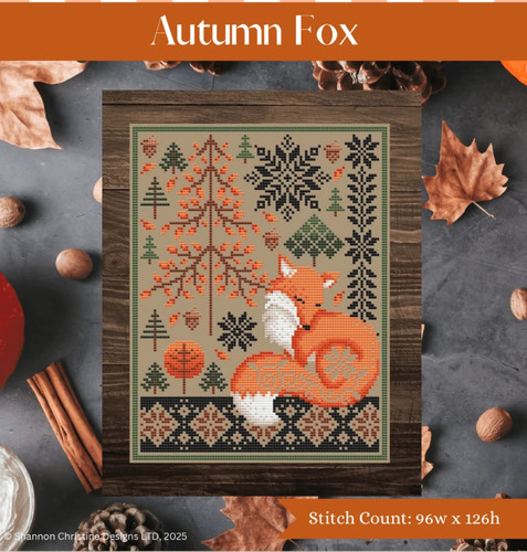 Autumn fox cross stitch - cross,