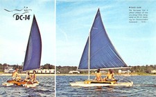 New York Ny DC-14 Portatile Motor-Sailor Catamarano Pubblicità Cartolina