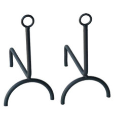 ALARI BRUCIALEGNA CON ANELLO COPPIA DA CAMINO ACCESSORI SET PORTA LEGNA IN FERRO