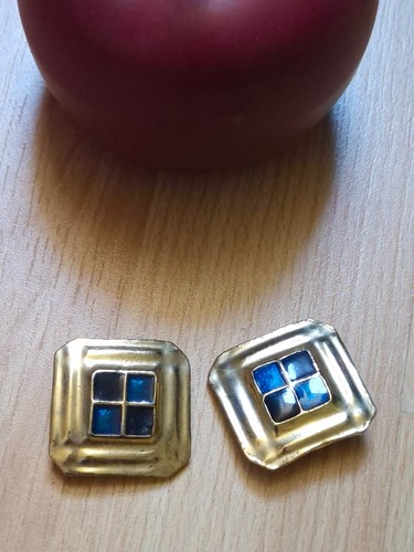 Orecchini clip vintage oro blu - orecchini,