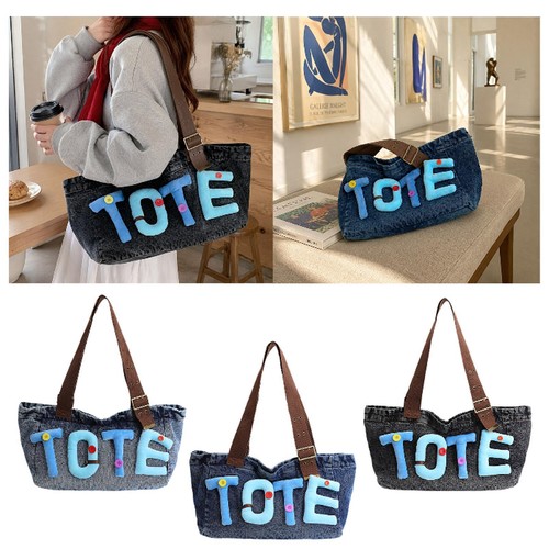 Borsa tote denim leggera e - denim,
