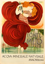 Stampa su tela giclée Art Nouveau Fonte Meo Roma acqua minerale italiana 20x30