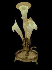 Centro Tavola/Albero Del Tulip Napoleone III Montatura Metallo Oro Opalina Base