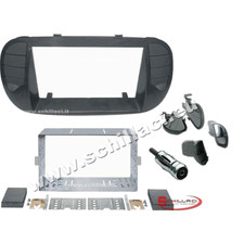 Mascherina autoradio con plancia 2 DIN Fiat 500 cinquecento nero opaco con bocch