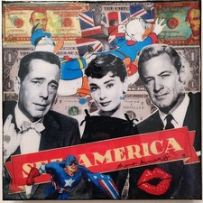 Quadro POP ART  di Sara Arnaout artista - fumetti vintage Audrey Hepburn