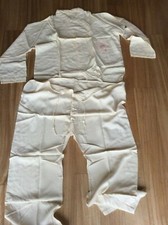 ANTICO PIGIAMA ORIENTALE ANNI '40 '50 IN MISTO SETA CON RICAMO SU TASCHINO