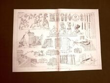 Incisione in rame del 1846 Armi, soldati e macchine dei Greci Bonatti - Cantù