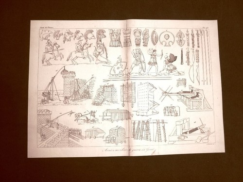 Copper engraving 1846 weapons - copper,