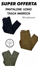 Pantalone Uomo Tinta Unita Tasca America Chino REGULAR Cotone Elastico Basic