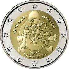 2 EURO SLOVENIA 2025 100° anniversario della nascita di Miki Muster    FDC UNC