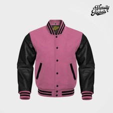 Giacca Varsity in lana rosa e