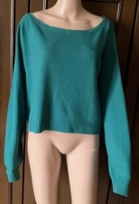 Benetton Women's wool sweater, green color, size L Maglia in lana Donna, verde