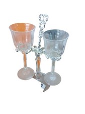 Set Bicchieri "Tête-à-Tête" in Vetro con Supporto in Metallo Argentato