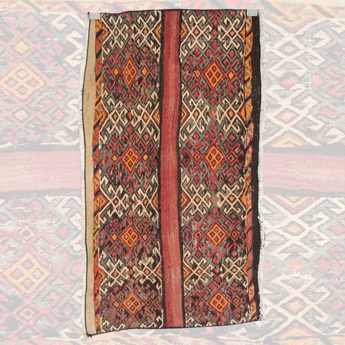 Antico kilim rustico fatto - , a