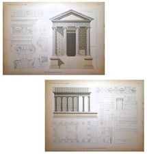 Stampe antiche ROMA TEMPIO DELLA FORTUNA VIRILE 2 Fogli 1910 Antique prints