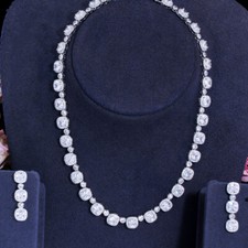 Set gioielli orecchini collana matrimonio zirconi brillanti tennis quadrati zirconi 