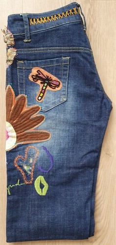 Jeans desigual blu ricamato - blu,
