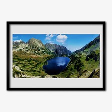 70x50 Cornice di legno MDF con foto incorniciate Lago di montagna Decorazione