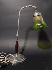ANTICA LAMPADA TAVOLO  SCRIVANIA ART DECO MINISTERO CON PARALUME VETRO VERDE