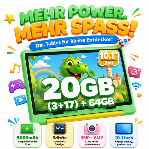 Tablet per bambini 20gb - per, 10.1"