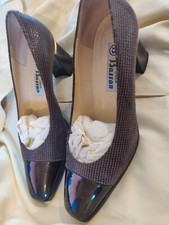 scarpe eleganti marrone con punta in vernice, tacco 6 cm, taglia 38