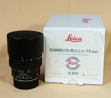 Leica SUMMILUX 75mm  f/1.4 nr 3525438 type 11815 E60 BOXED MINT