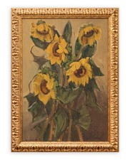 LUCIANO BENCREATI (Massa, XX secolo) Quadro Dipinto Olio su Tela Girasoli 1990