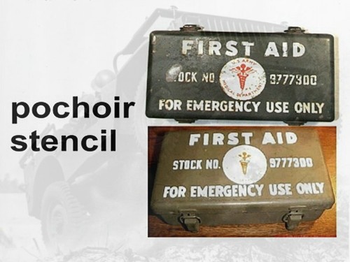 Pochoir stencil caisse - caisse, first