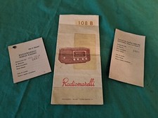 Radio d'epoca RADIOMARELLI 108 B Raro MANUALE USO ISTRUZIONI Installazione 1950