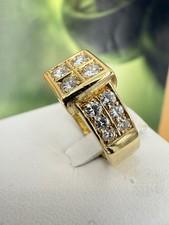 ring anello vintage  carré veri  brillanti  VERO gold oro 18KT 750°/° NUOVO