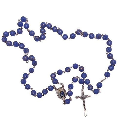 Rosario vetro blu - blu, dorato