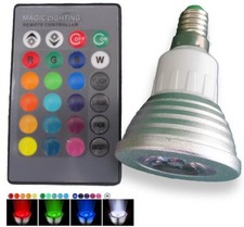 Faretto RGB base E14 LED multicolore 3W Faro lampada controllo infrarossi E 14