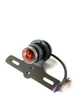 FARO POSTERIORE A LED NERO LUCIDO CON GHIERA CROMATA OLD STYLE CAFE RACER CUSTOM