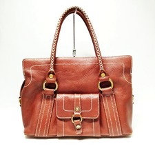 CELINE Hand Bag Brown Leather