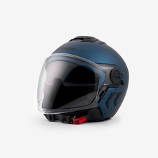casco jet doppia visiera blu