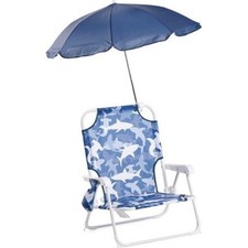 Sedia da spiaggia TOMMY BAHAMA età 3-6 anni blu squalo porta tazze ombrellone pieghevole