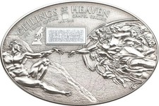 NANO CAPPELLA SISTINA Soffitti del Cielo Moneta Argento 5$ Isole Cook 2012