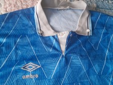 MAGLIA SHIRT VINTAGE FOOTBALL UMBRO BLUE LIGHT CALCIO. LEGGI READ