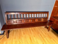 Antica panca in legno di noce massello con schienale - fine '800 - OTTIMA