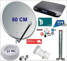Kit Parabola Satellitare 80 Cm Con Decoder Tivusat HD Con Scheda Tessera Tv Sat 