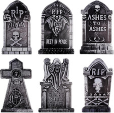 6 Pezzi Tombe Halloween Decorative, 42 Cm Lapide Halloween Giardino Con Scheletr