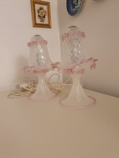 Coppia Lampade Da Comodino Opalino