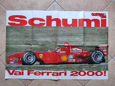 DOPPIO POSTER FERRARI 2000 MICHAEL SCHUMACHER RETRO RUBENS BARRICHELLO 80X54