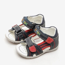 Sandali Geox Kaytan doppio strappo pelle blu e rosso