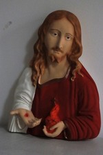 STATUA CUORE DI GESU' DA MURO IN CEMENTO DIPINTO A MANO