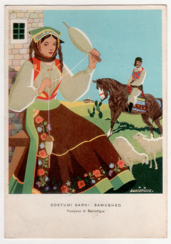 Cartolina costumi sardi - cartolina,