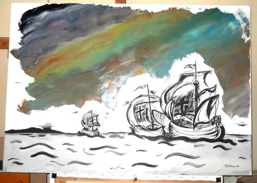 Quadro contatto olio su - "il, contatto"