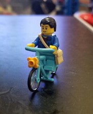 Lego City Minifigure Cyclista con Zaino Monospalla In Bici 