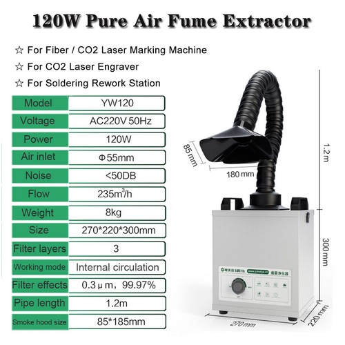 Estrattore fumi saldatura 120w - fumi,